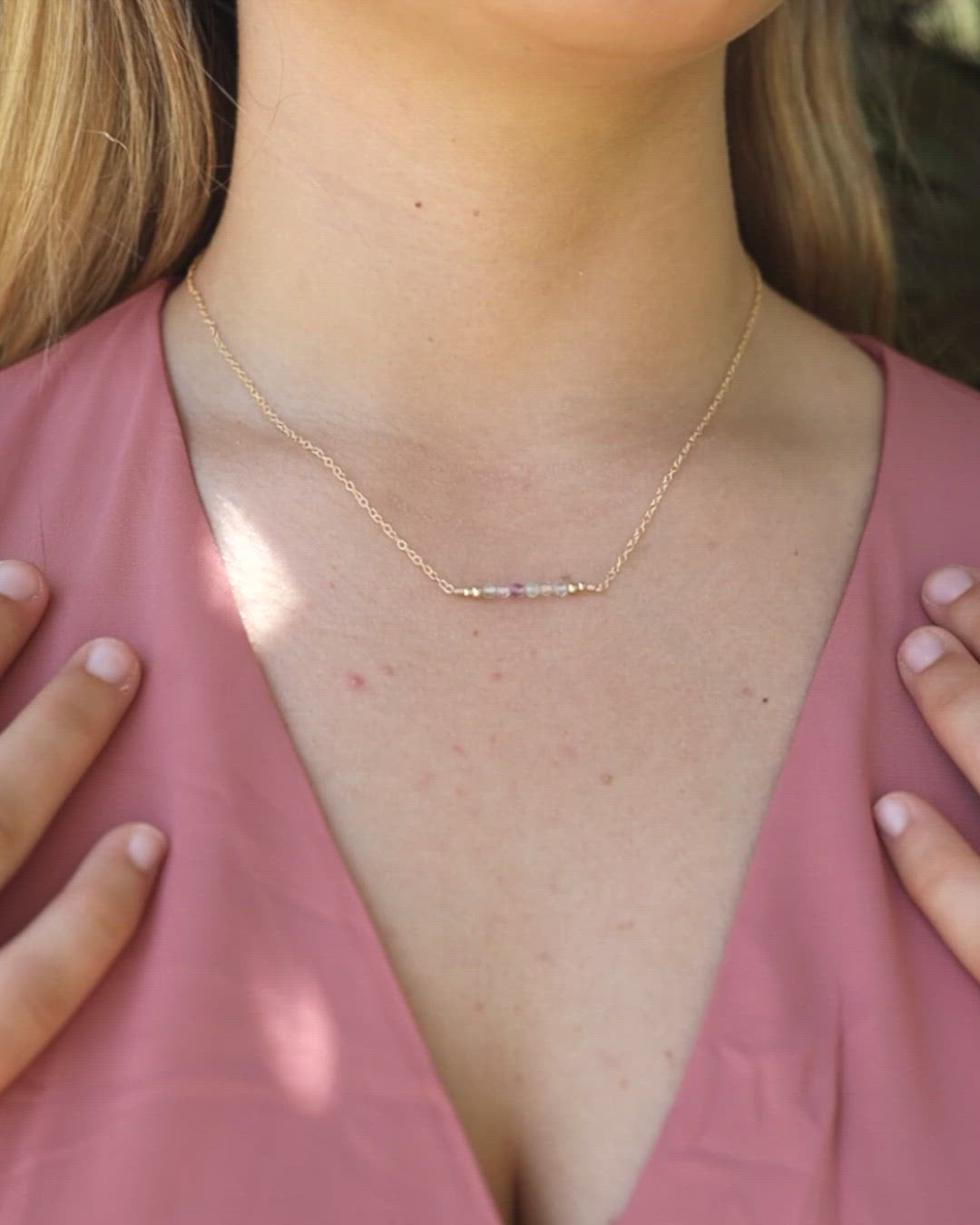 Sparkling Fluorite Faceted Bead Bar Necklace