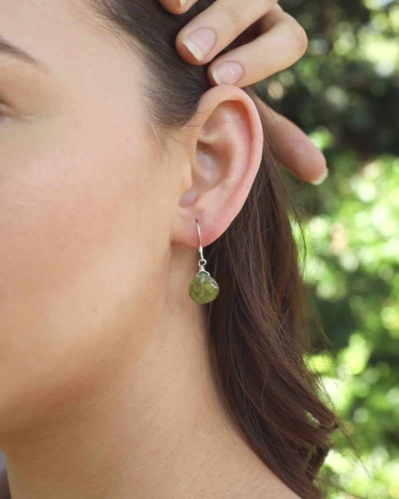Peridot Gemstone Teardrop Dangle Earrings