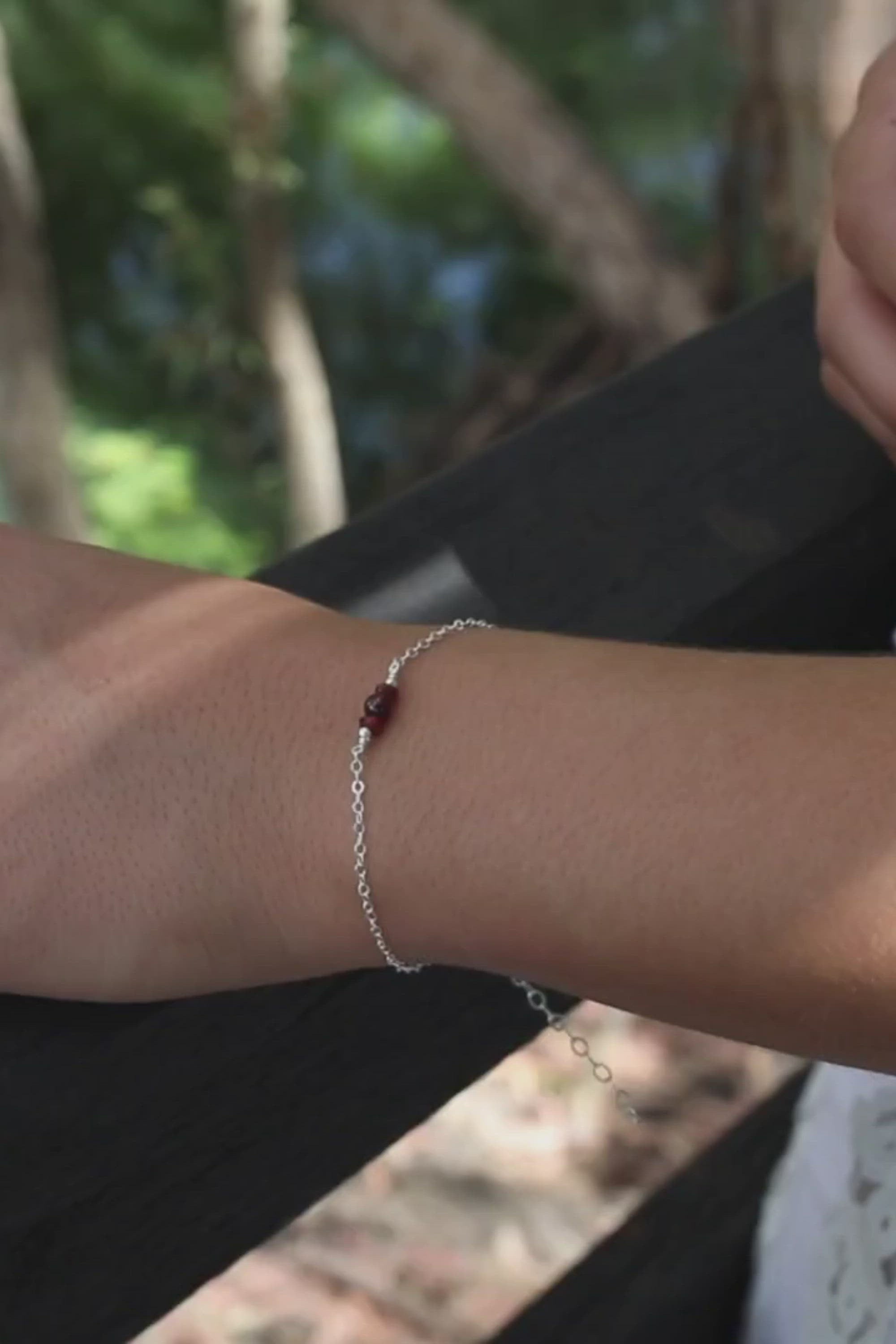 Dainty Garnet Gemstone Bracelet