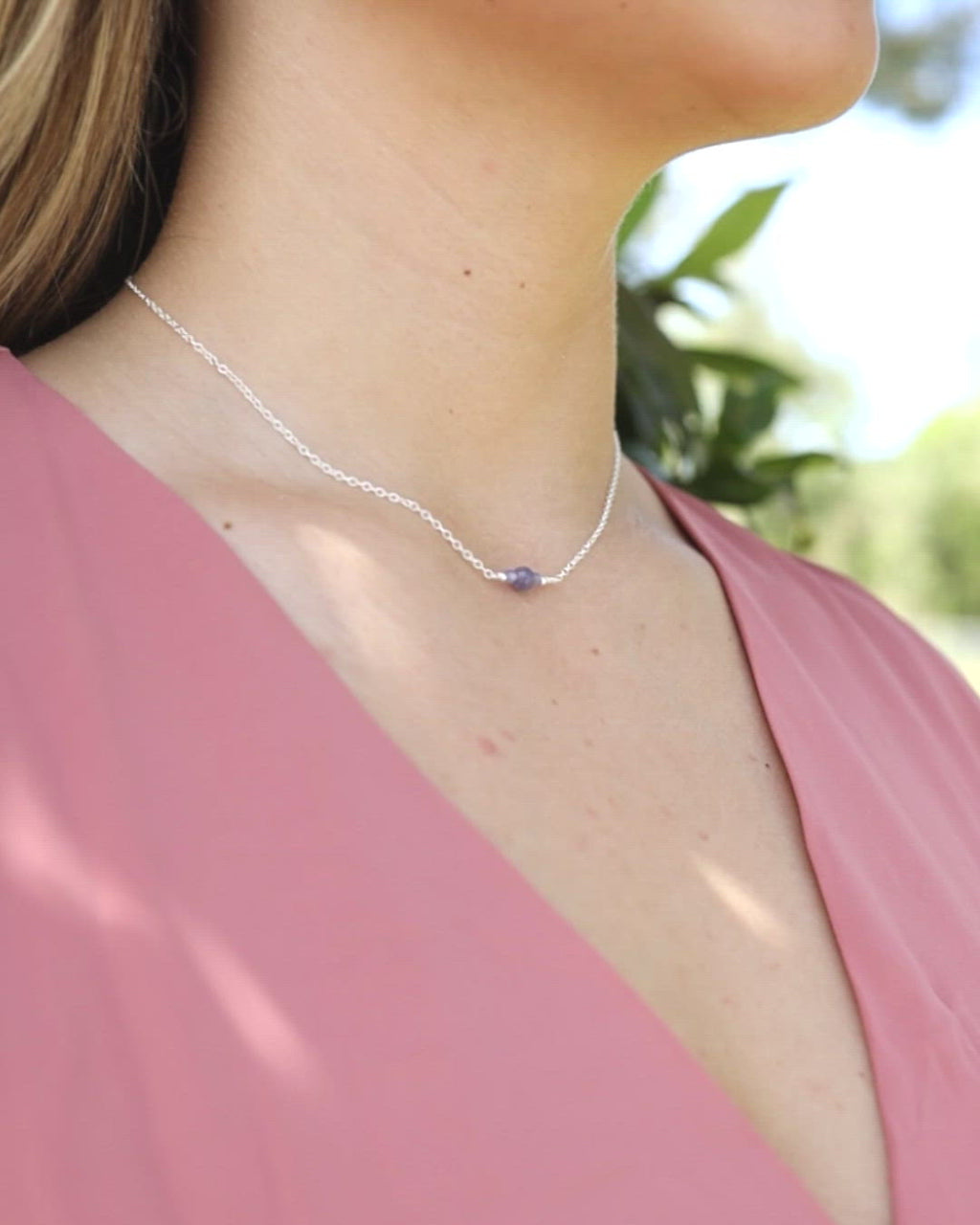 Dainty Tanzanite Gemstone Choker Necklace