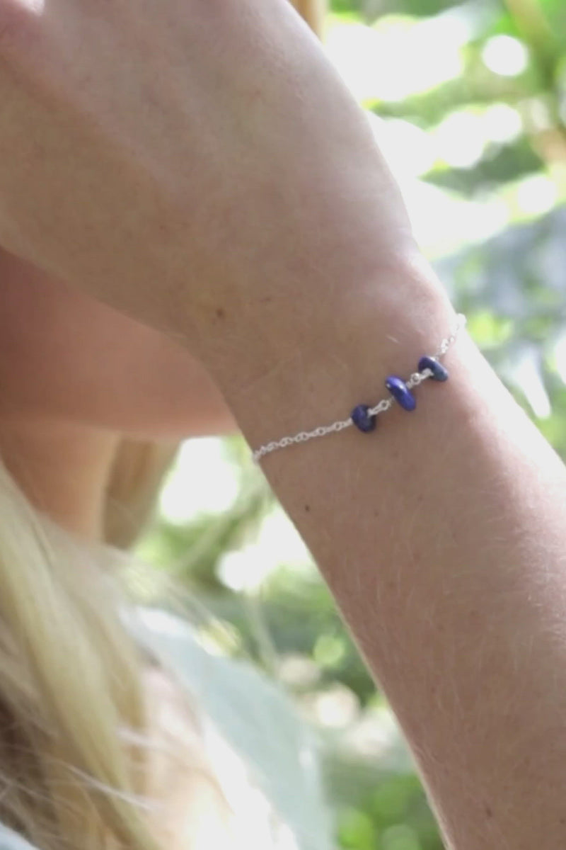 Lapis Lazuli Beaded Chain Bracelet