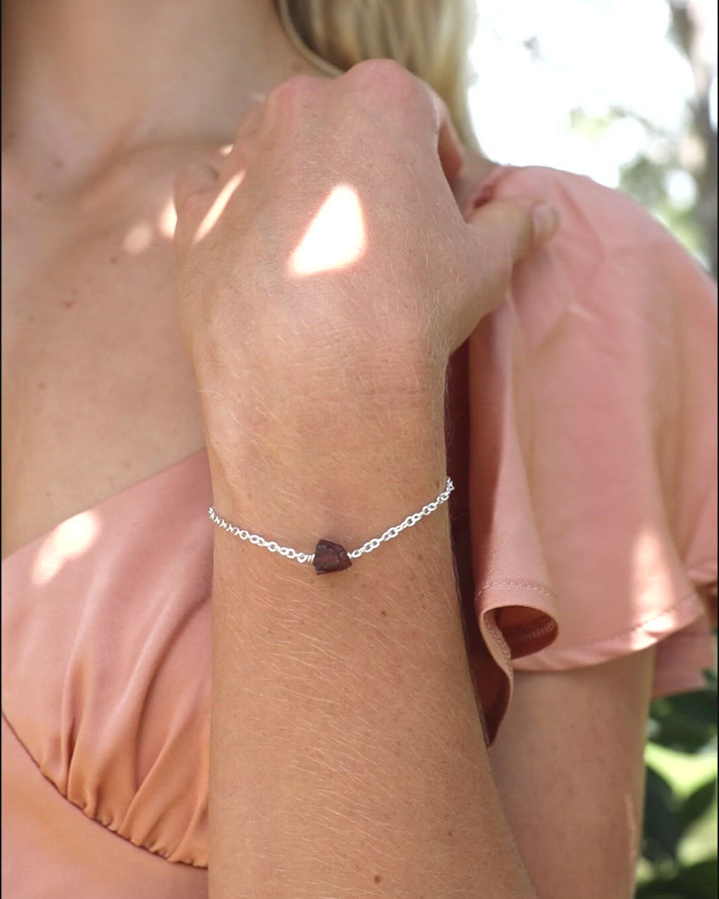 Raw Garnet Crystal Nugget Bracelet