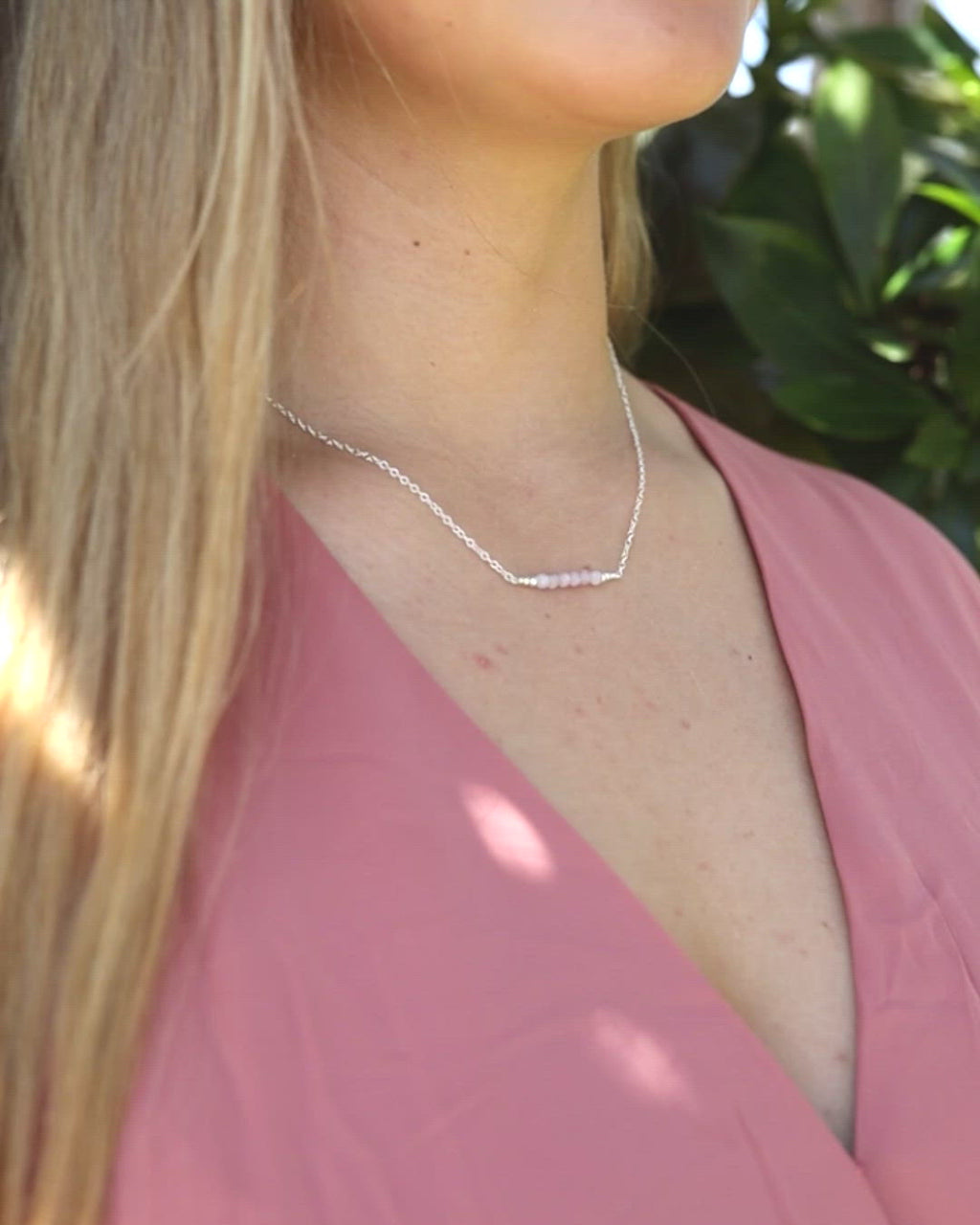 Sparkling Kunzite Faceted Bead Bar Necklace