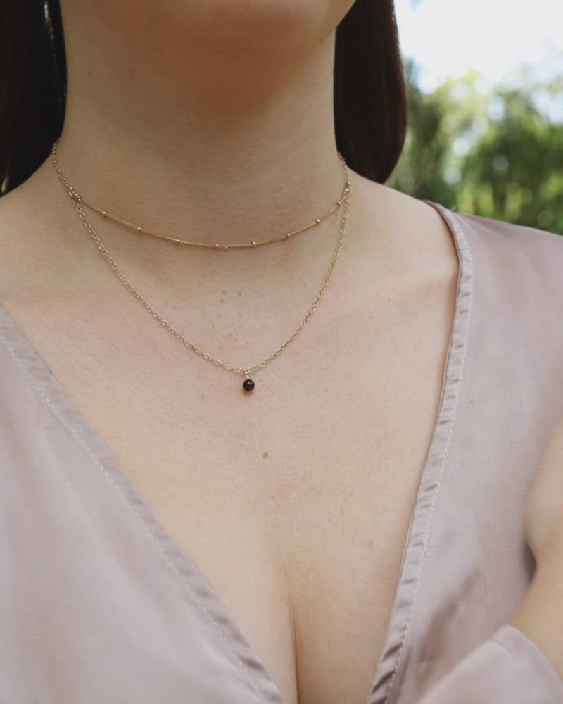 Smoky Quartz Gemstone Chain Layered Choker Necklace