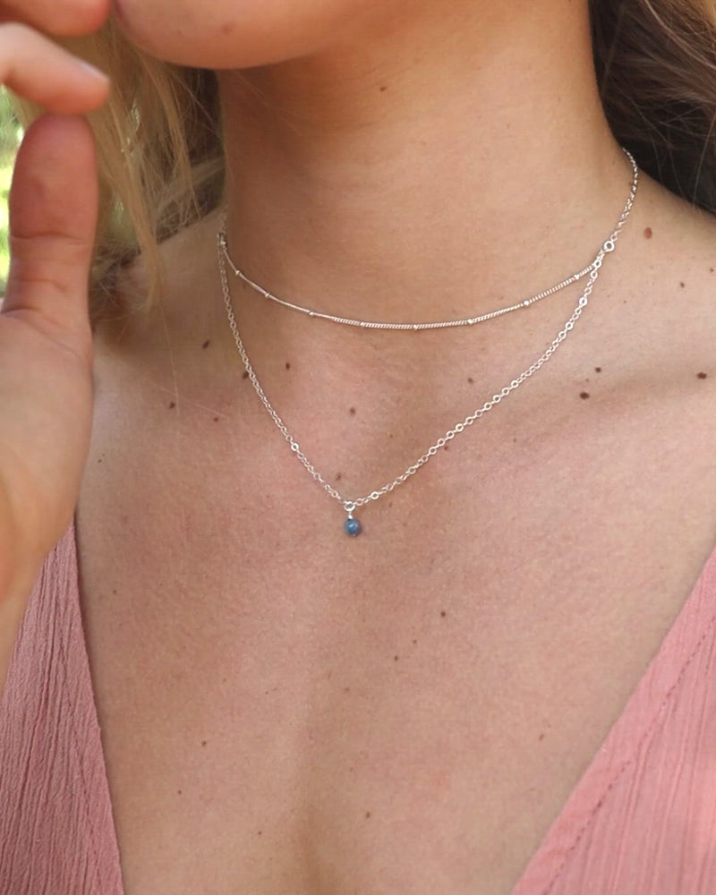 Kyanite Gemstone Chain Layered Choker Necklace