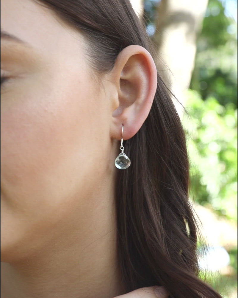 Aquamarine Gemstone Teardrop Dangle Earrings