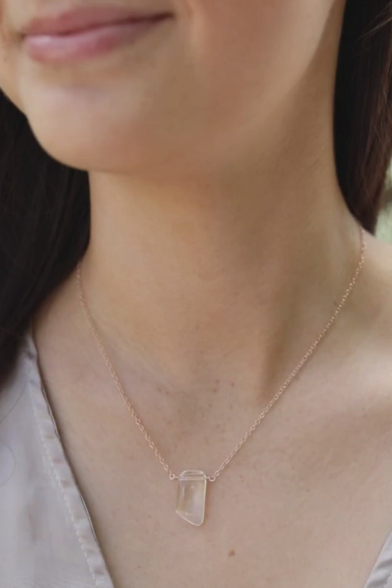 Small Smooth Clear Crystal Quartz Crystal Slab Necklace