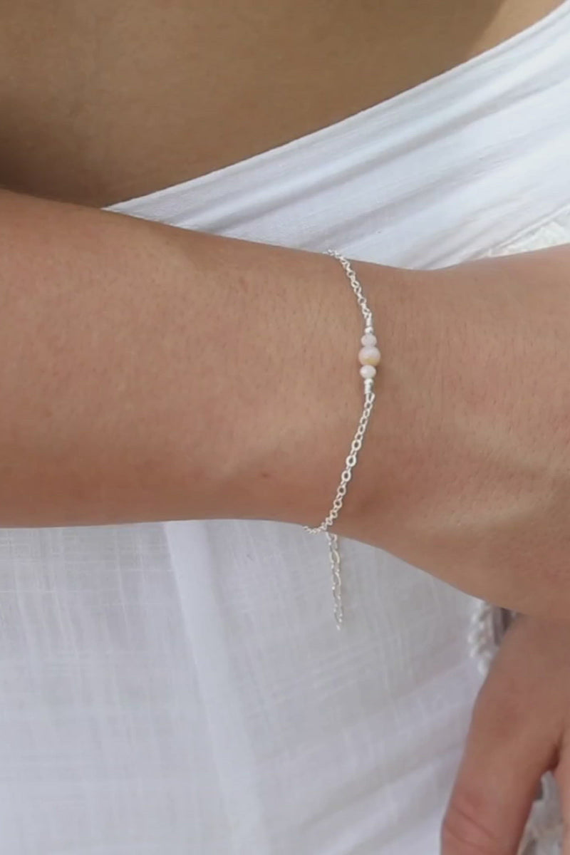 Dainty Pink Peruvian Opal Gemstone Bracelet