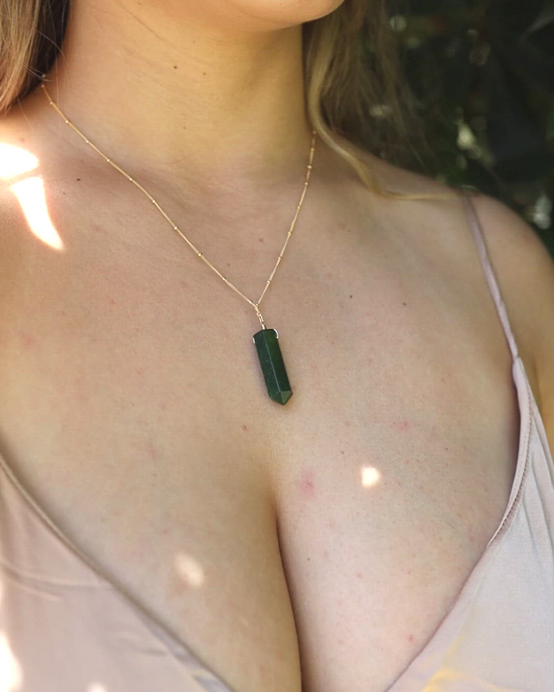 Green Aventurine Gemstone Generator Tower Point Pendant Necklace