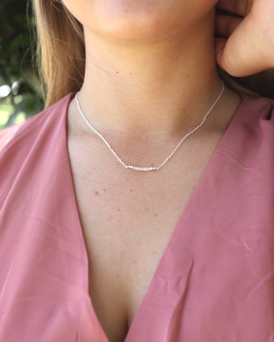 Sparkling Ethiopian Opal Faceted Bead Bar Necklace