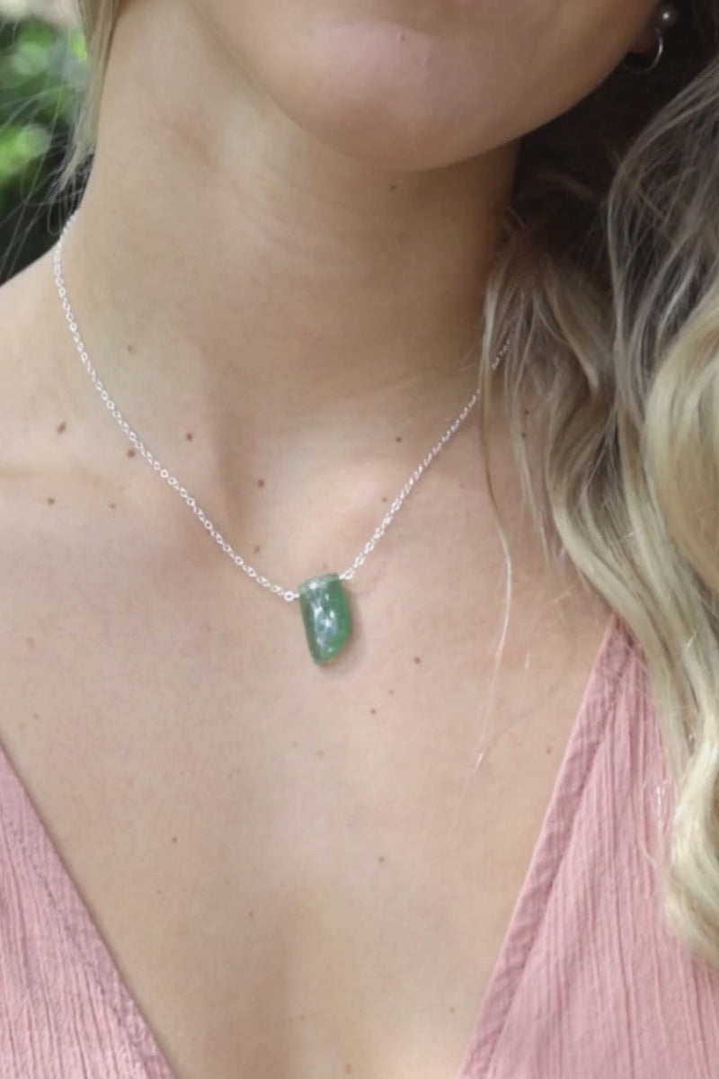 Small Smooth Green Aventurine Crystal Slab Necklace