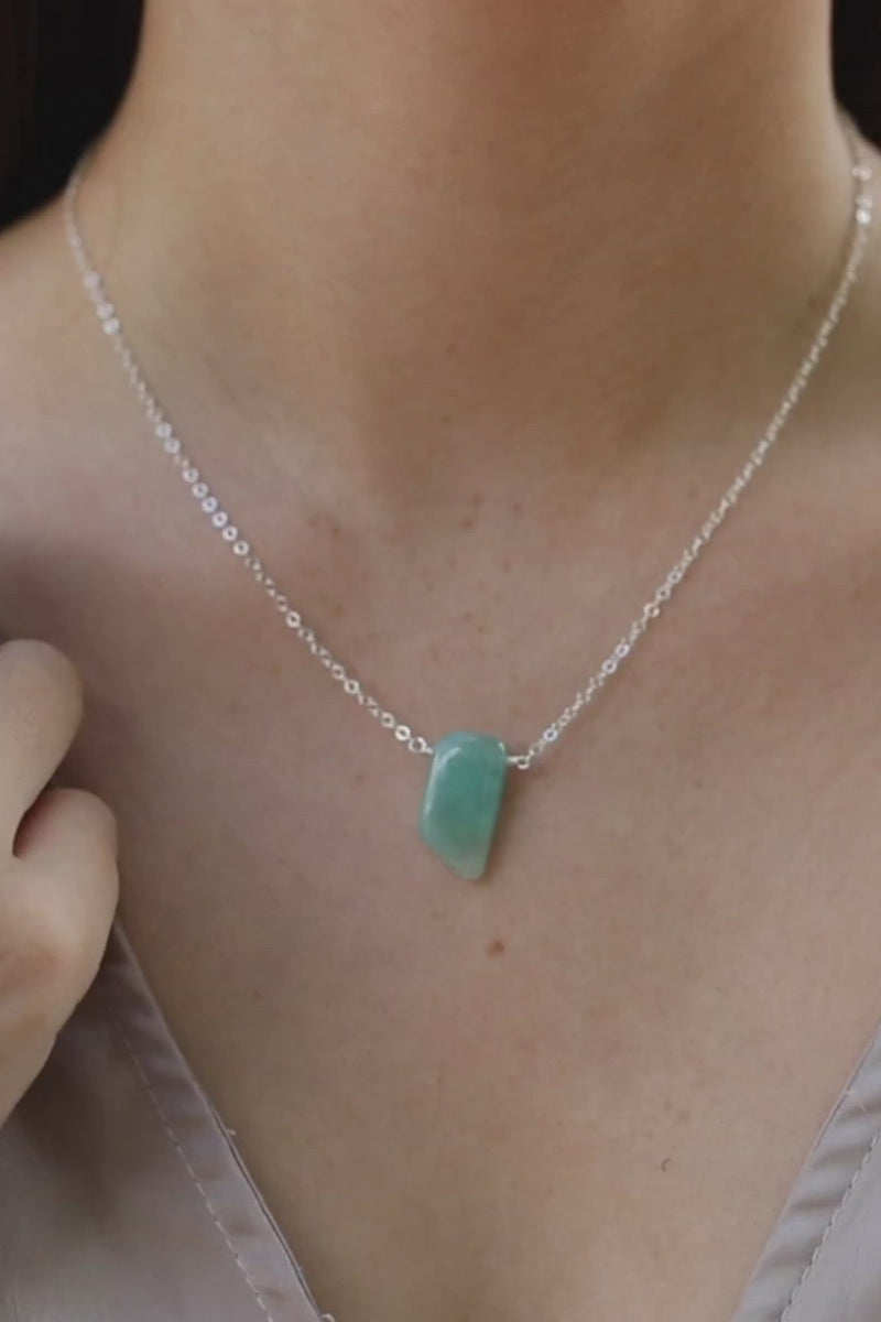 Small Smooth Green Amazonite Crystal Slab Necklace