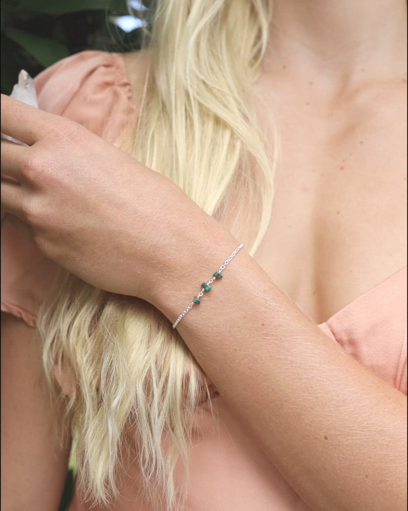 Malachite Beaded Chain Bracelet
