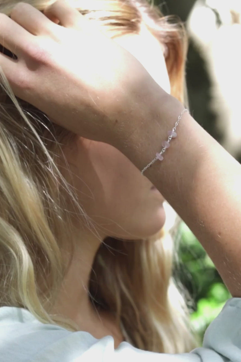 Rose Quartz Beaded Chain Bracelet