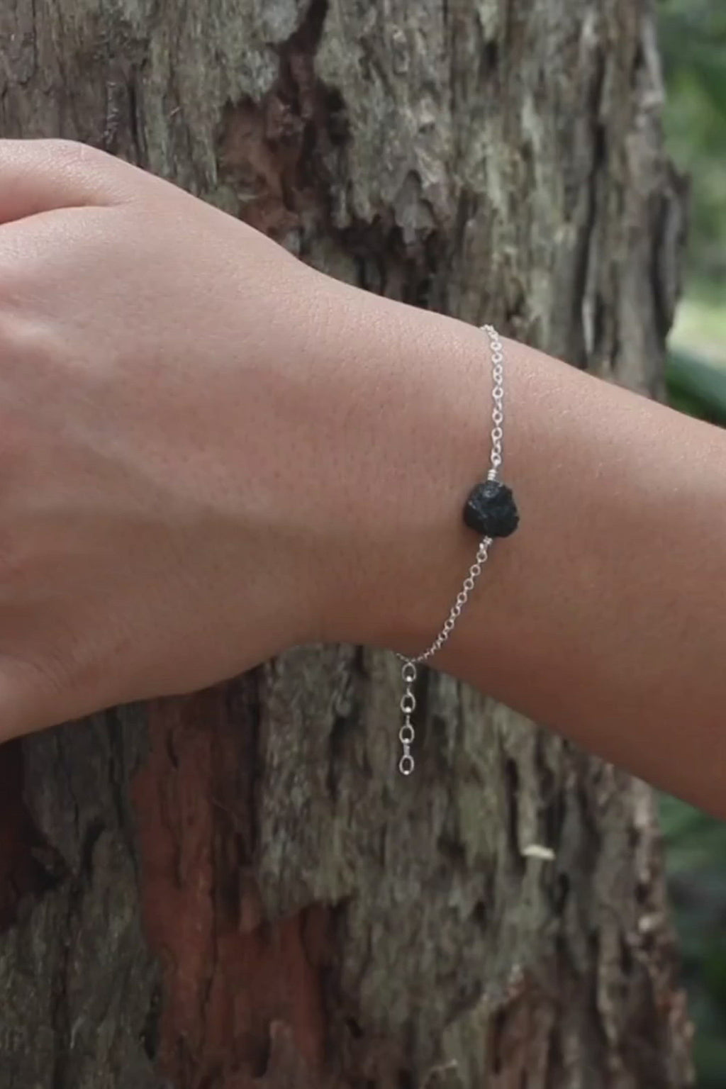 Raw Black Tourmaline Crystal Nugget Bracelet