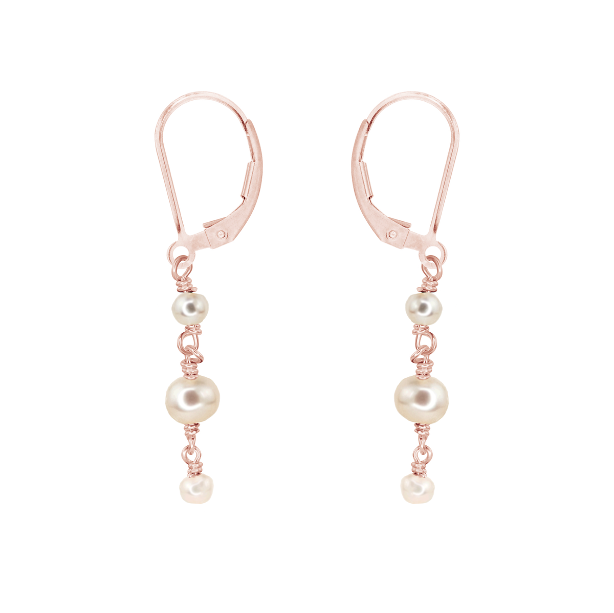 White Freshwater Pearl Crystal Beaded Chain Dangle Leverback Earrings