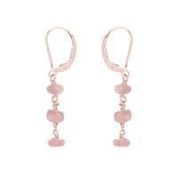 Rose Quartz Crystal Beaded Chain Dangle Leverback Earrings
