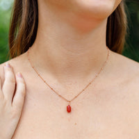 Mini Double Terminated Carnelian Crystal Point Pendant Necklace