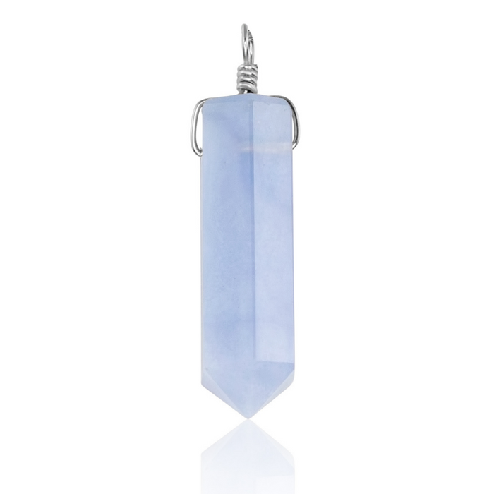 Large Blue Lace Agate Crystal Tower Point Generator Pendant