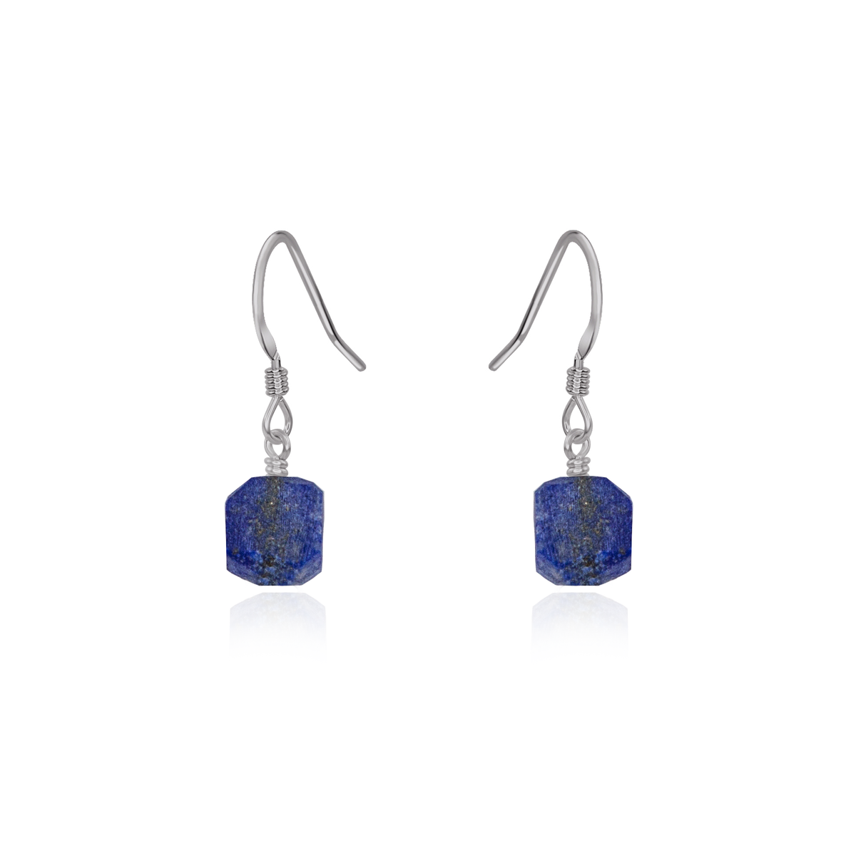 Raw Blue Lapis Lazuli Crystal Dangle Drop Earrings