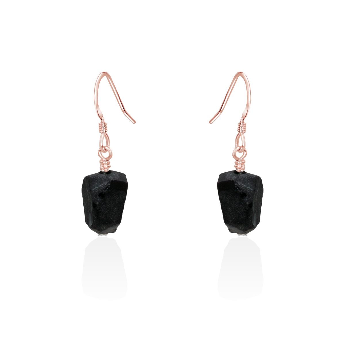Raw Black Obsidian Crystal Dangle Drop Earrings