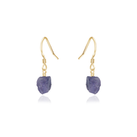 Raw Purple Tanzanite Crystal Dangle Drop Earrings