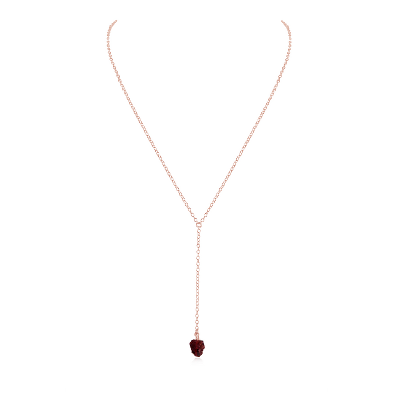 Raw Garnet Crystal Lariat Necklace