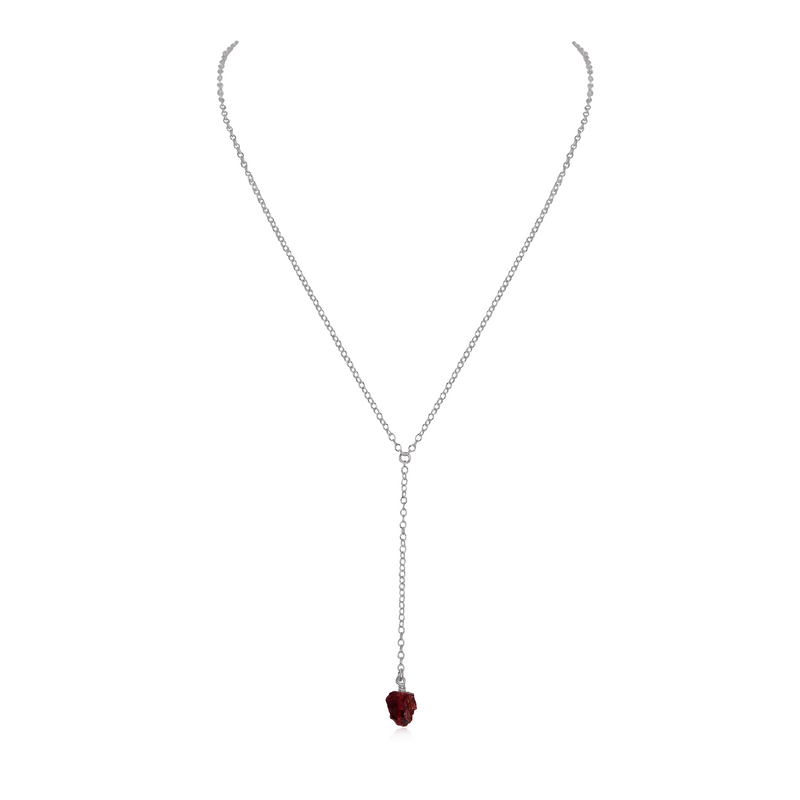 Raw Garnet Crystal Lariat Necklace