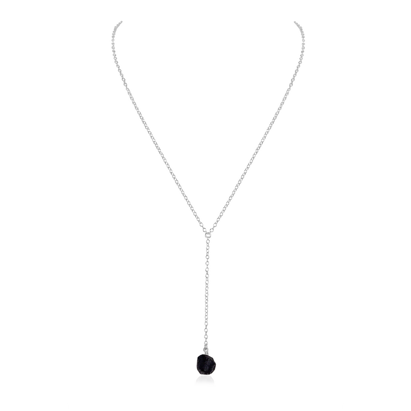 Raw Obsidian Crystal Lariat Necklace