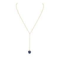 Raw Sapphire Crystal Lariat Necklace