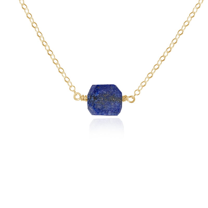Tiny Raw Lapis Lazuli Crystal Nugget Necklace