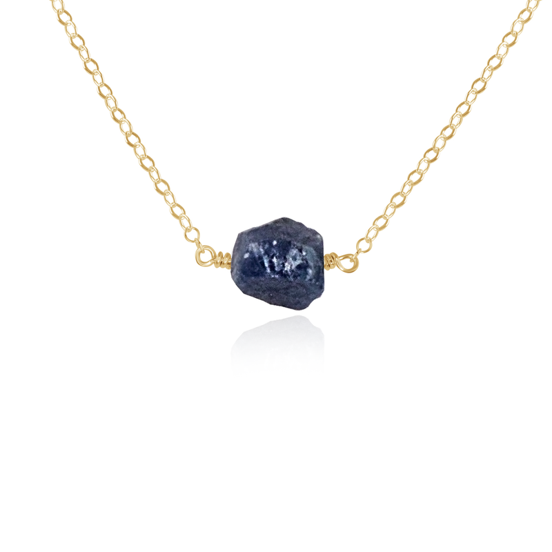 Tiny Raw Sapphire Crystal Nugget Necklace