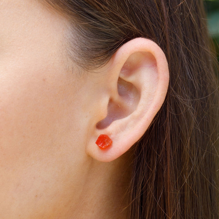 Carnelian Raw Crystal Stud Earrings