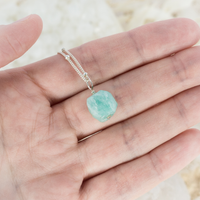Tiny Rough Amazonite Gemstone Pendant Choker
