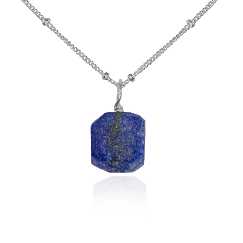 Tiny Raw Lapis Lazuli Pendant Necklace