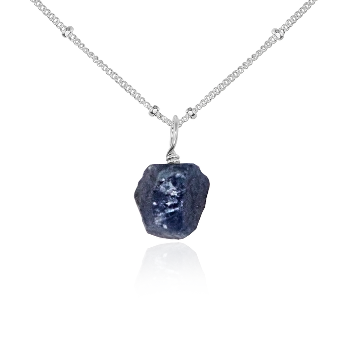 Raw Sapphire Natural Crystal Pendant Necklace