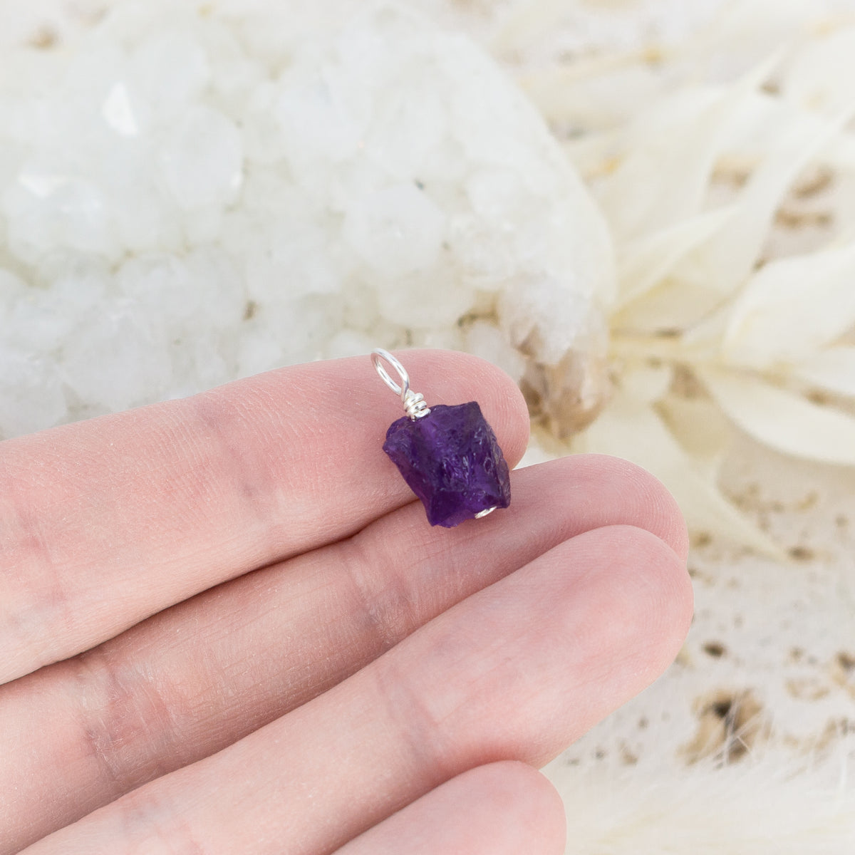 Tiny Raw Purple Amethyst Crystal Pendant