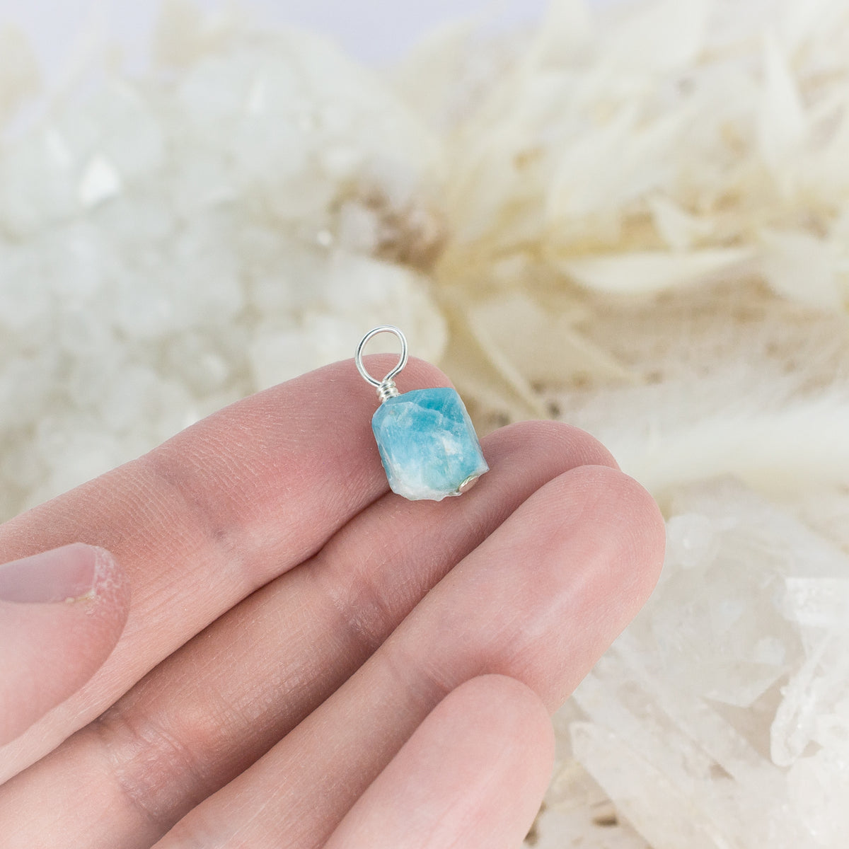 Tiny Raw Larimar Crystal Pendant