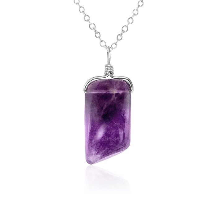 Small Smooth Amethyst Gentle Point Crystal Pendant Necklace