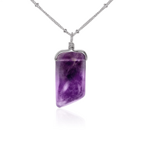 Small Smooth Amethyst Gentle Point Crystal Pendant Necklace