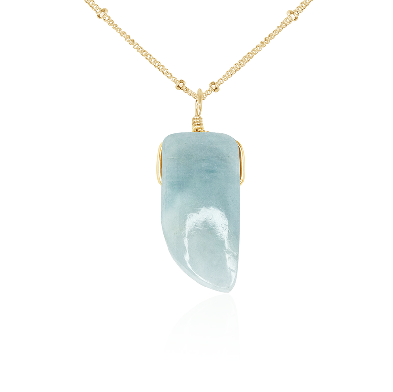 Small Smooth Aquamarine Gentle Point Crystal Pendant Necklace