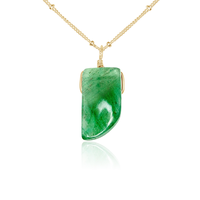Small Smooth Aventurine Gentle Point Crystal Pendant Necklace