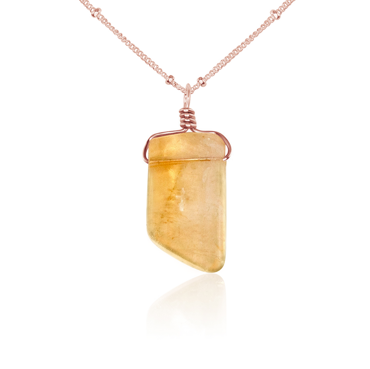 Small Smooth Citrine Gentle Point Crystal Pendant Necklace