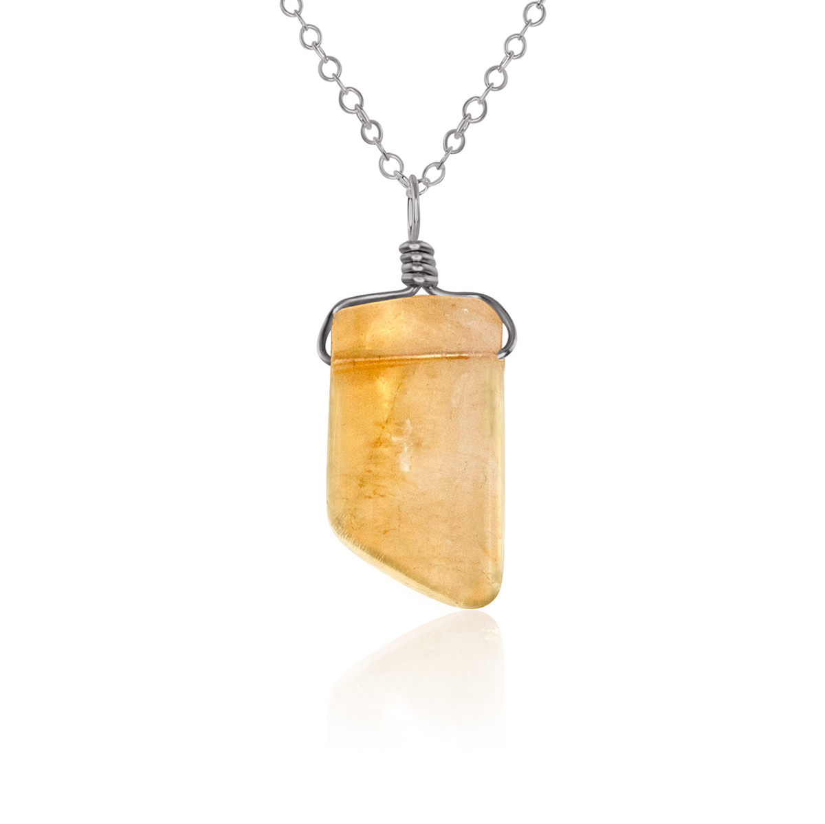 Small Smooth Citrine Gentle Point Crystal Pendant Necklace