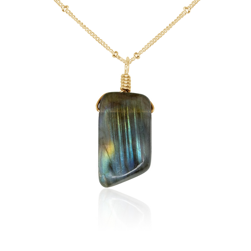 Small Smooth Labradorite Gentle Point Crystal Pendant Necklace