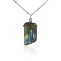 Small Smooth Labradorite Gentle Point Crystal Pendant Necklace