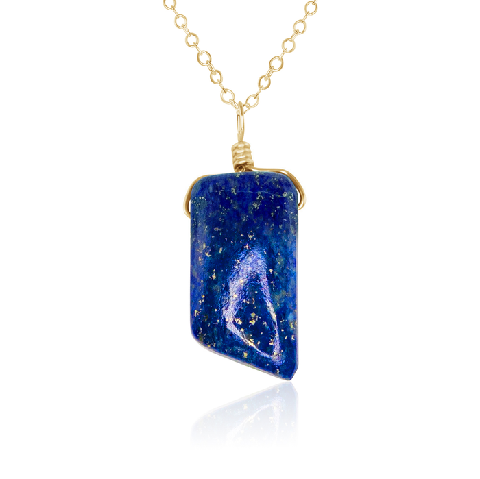Small Smooth Lapis Lazuli Gentle Point Crystal Pendant Necklace