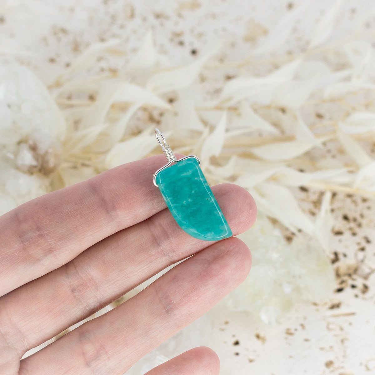 Small Smooth Amazonite Crystal Pendant with Gentle Point