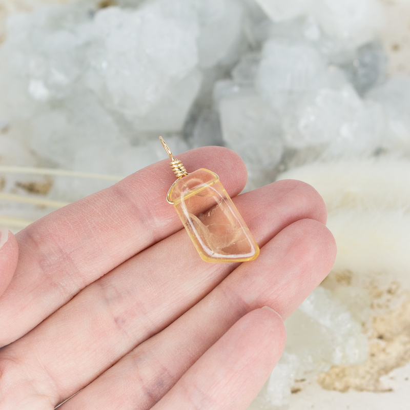 Small Smooth Citrine Crystal Pendant with Gentle Point