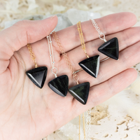 Black Tourmaline Crystal Triangle Necklace